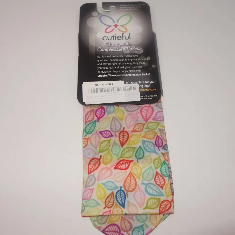 NEW Cutieful Therapeutic Compression Socks Fits Size 5-11 Vibrant Fall Leaves